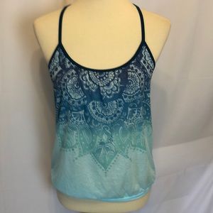 Prana yoga top M blue green